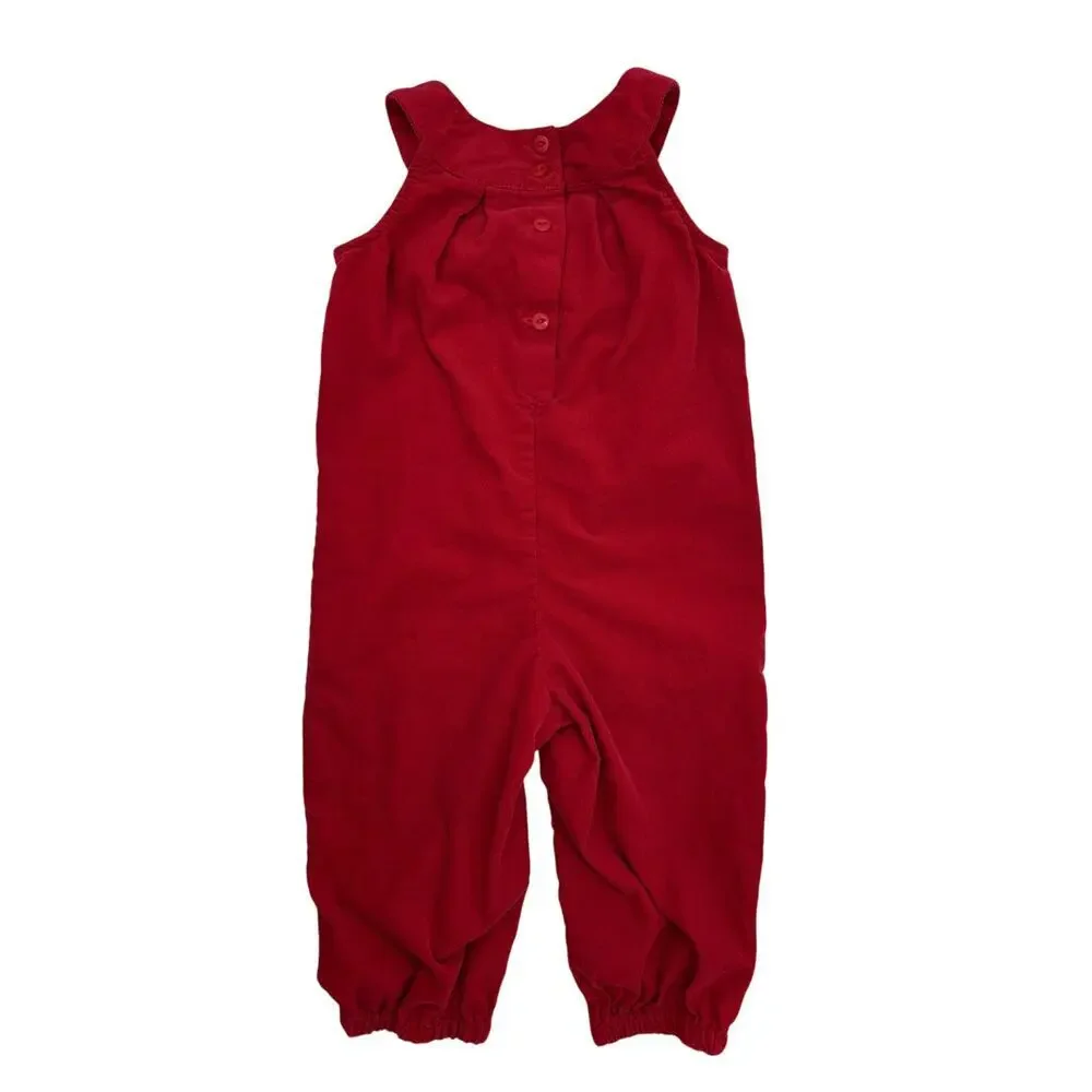 Ralph Lauren Red Corduroy Jumpsuit Overalls Baby Toddler Girl size 18 Months